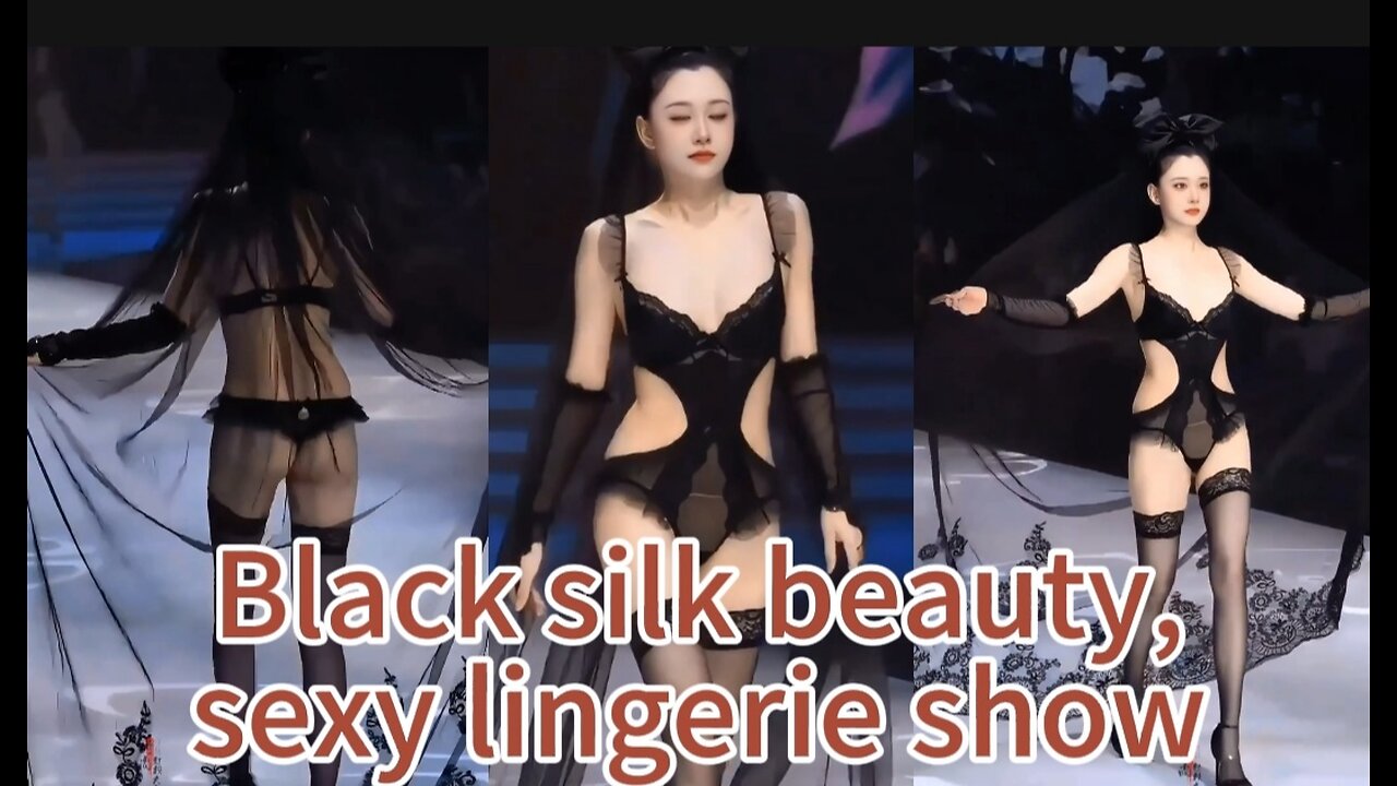 Black silk beauty, sexy lingerie show