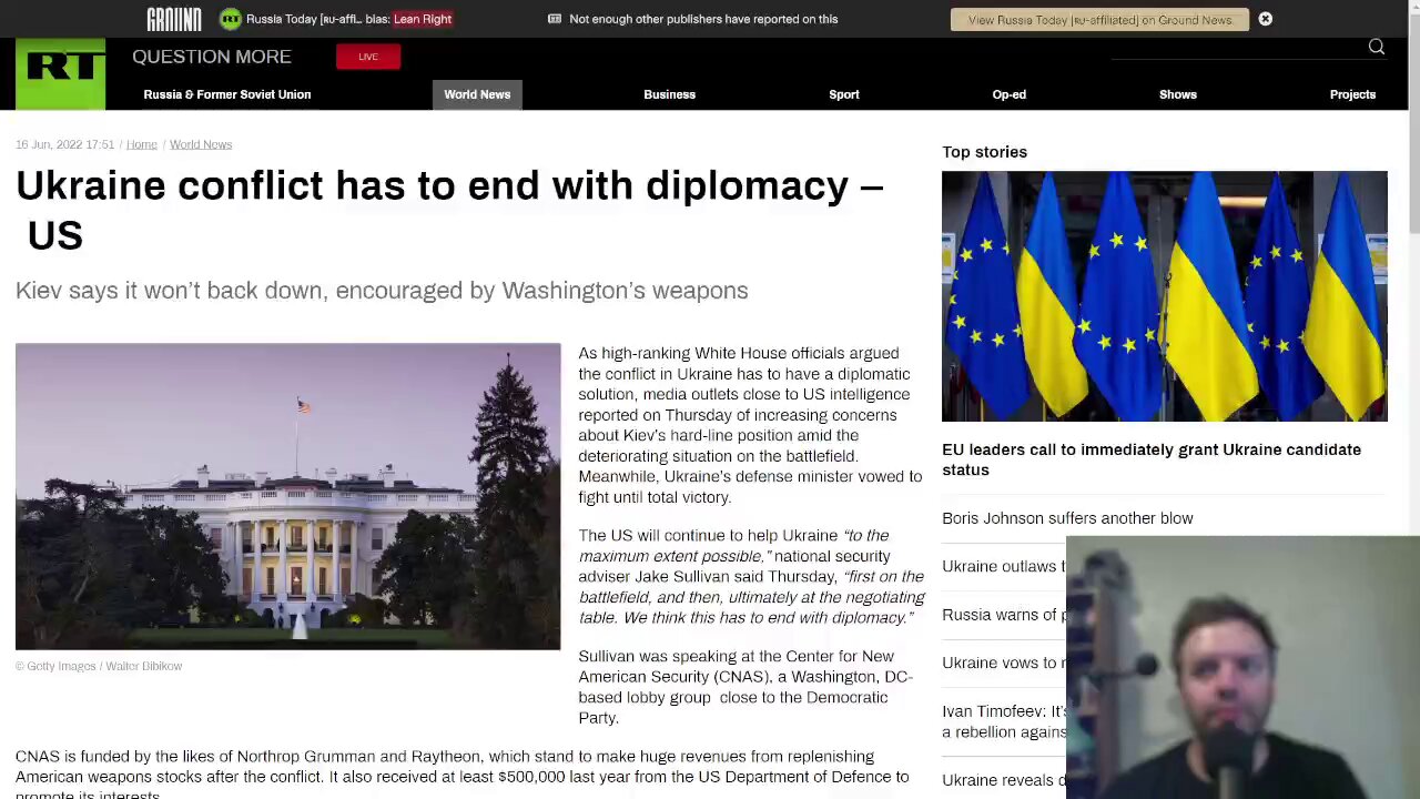 Washington believes Ukraine needs a diplomatic solution while they continue to send military aid