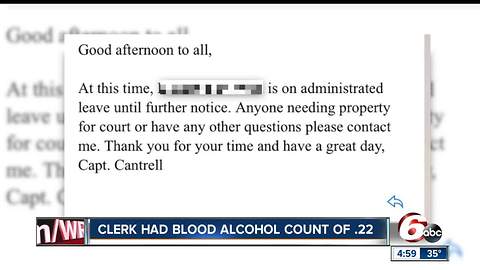 Former Lawrence Police Department civilian property room clerk was allegedly drunk at work