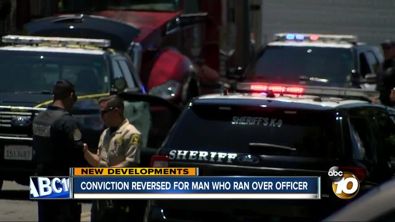 Conviction reversed for man who ran over officer