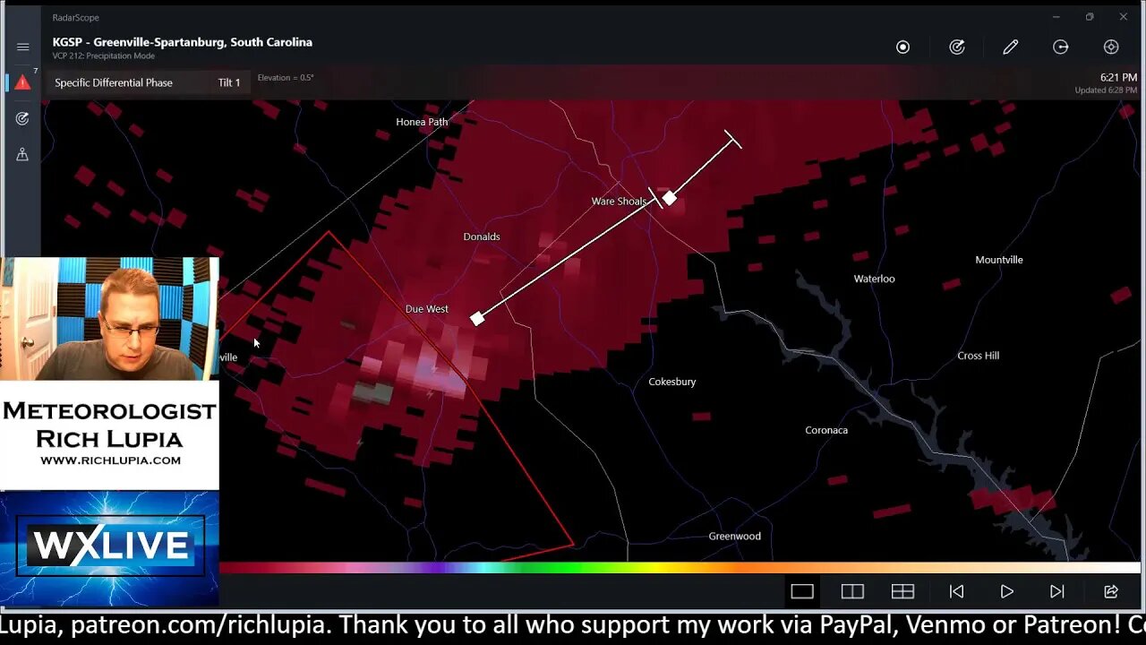 WxLive Tornado Warning South Carolina 3/23/22 615 PM