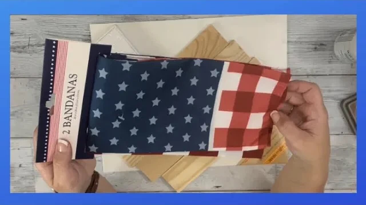 Flag Box Shelf Sitter || Using Bandanas From Dollar Tree || Just 1 Easy Craft