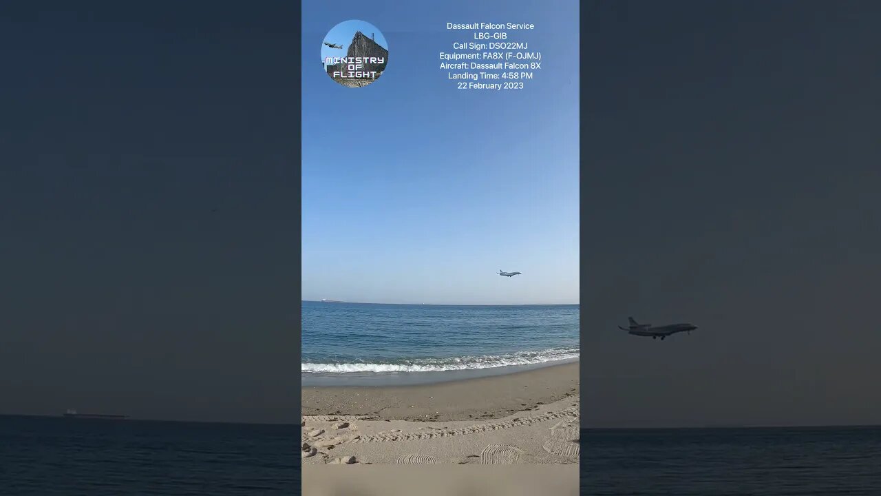 Wide Angle Dassault Falcon Landing at Gibraltar #shorts