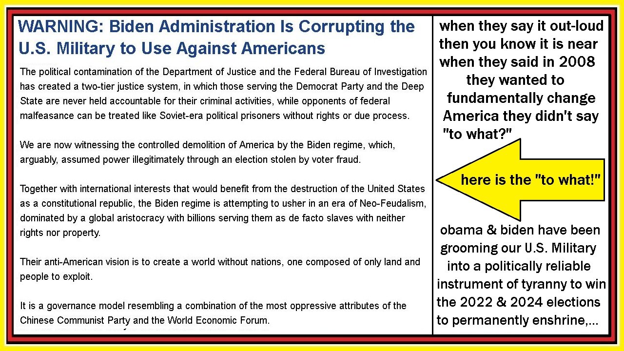 the corruption of our U.S. Military to use against Americans -