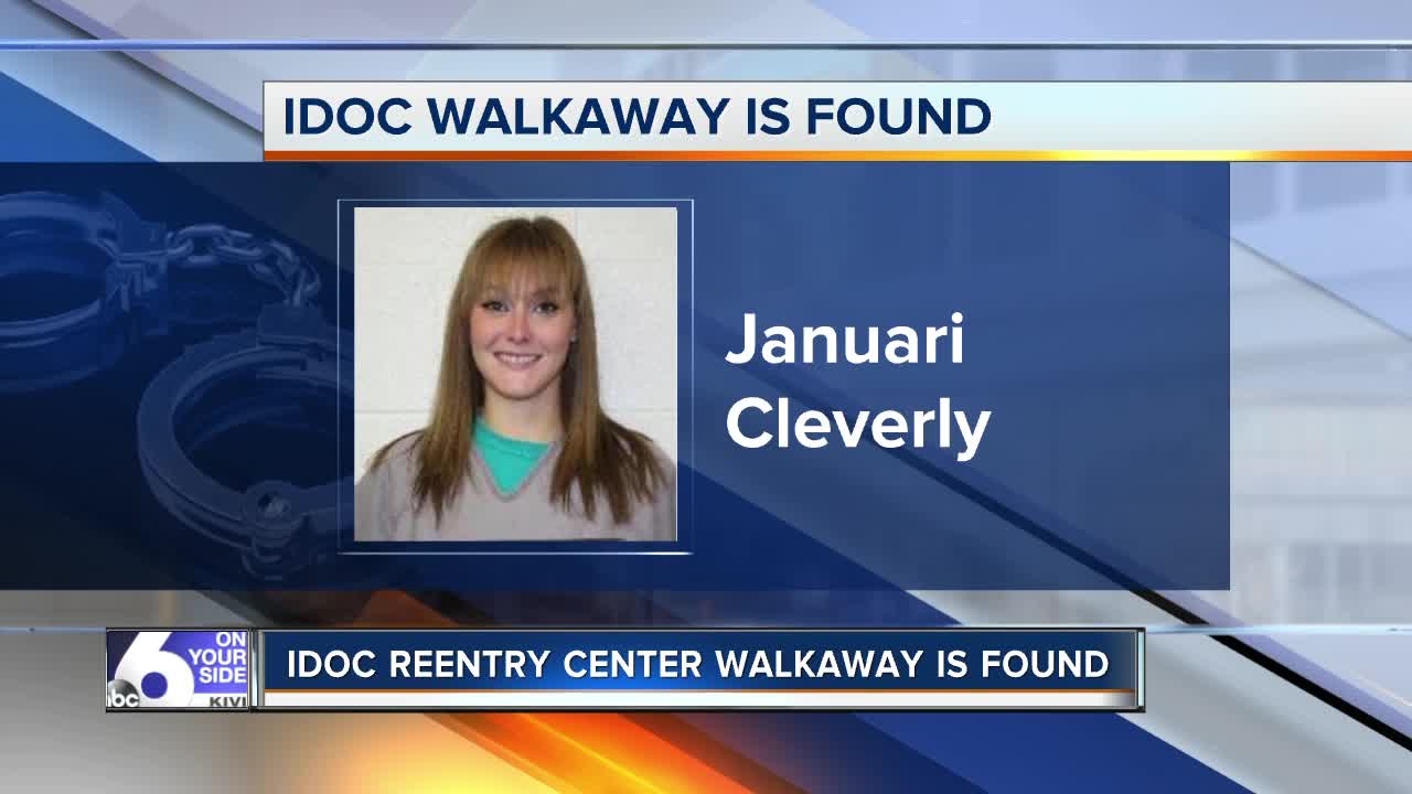 Reentry center walkaway has been found after she walked off the job in Boise