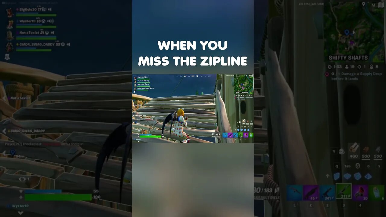 He Missed The Zipline! #gaming #funny #fortnite #youtubeshorts