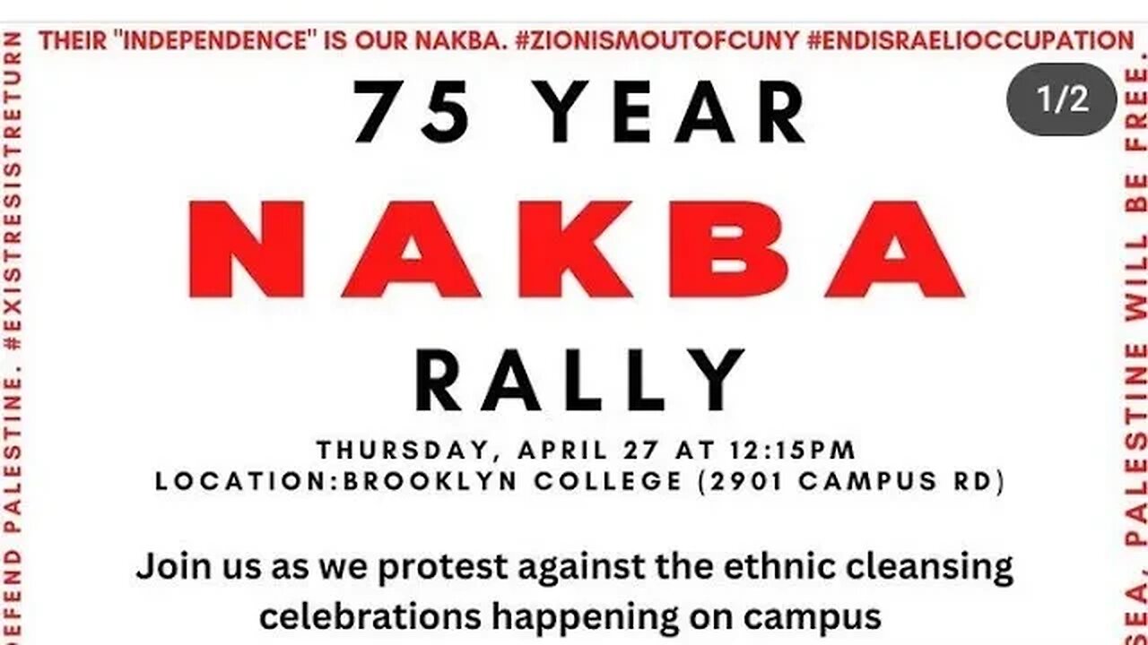 75 Year #Nakba75 #Nakba Rally outside Brooklyn College/Brooklyn College For Palestine/Wol Palestine