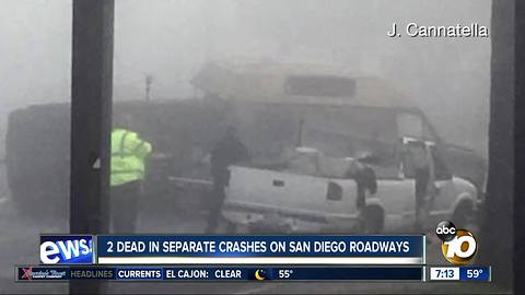Two killed in separate crashes on San Diego roadways