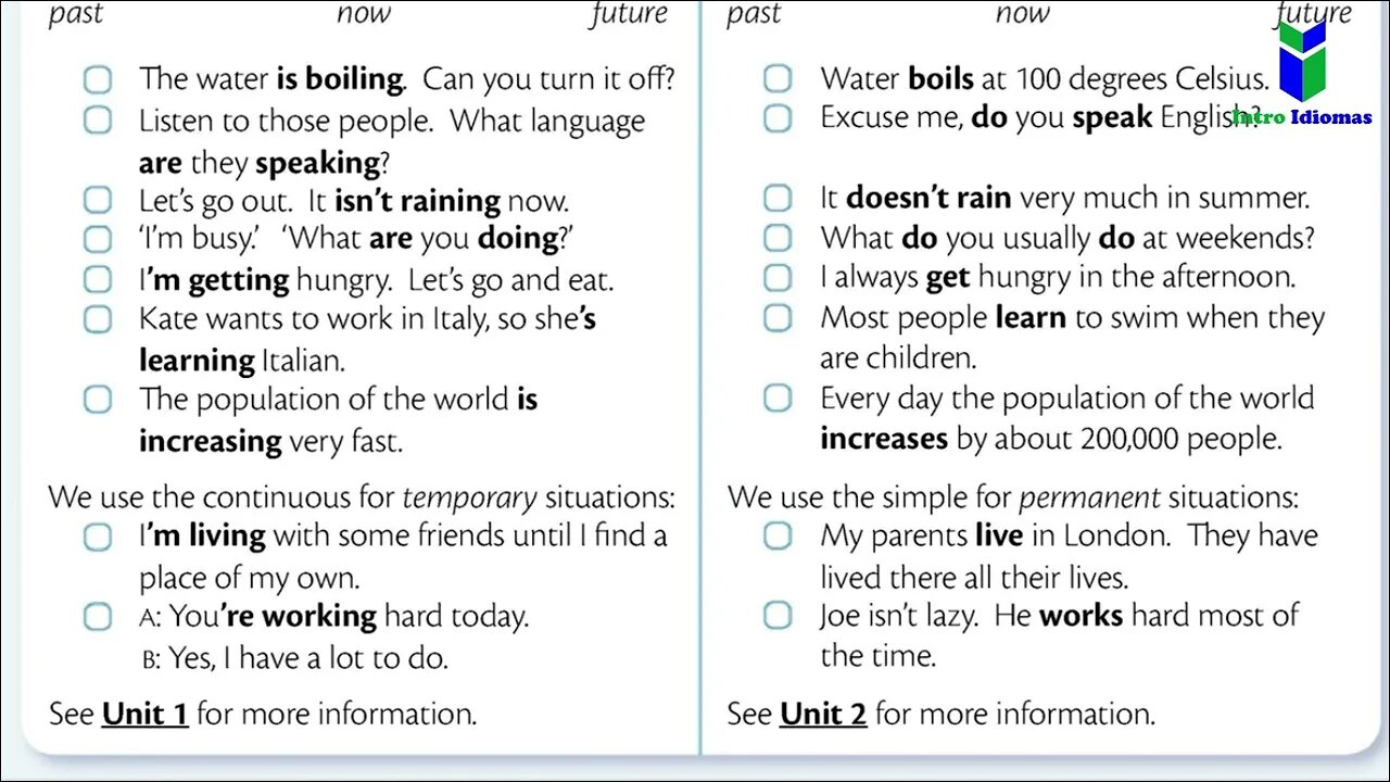 003 - ENGLISH GRAMMAR IN USE by Raymond Murphy - Present continuous and present simple 1 - UNIT 3