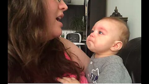 Baby gets excited when listening to opera