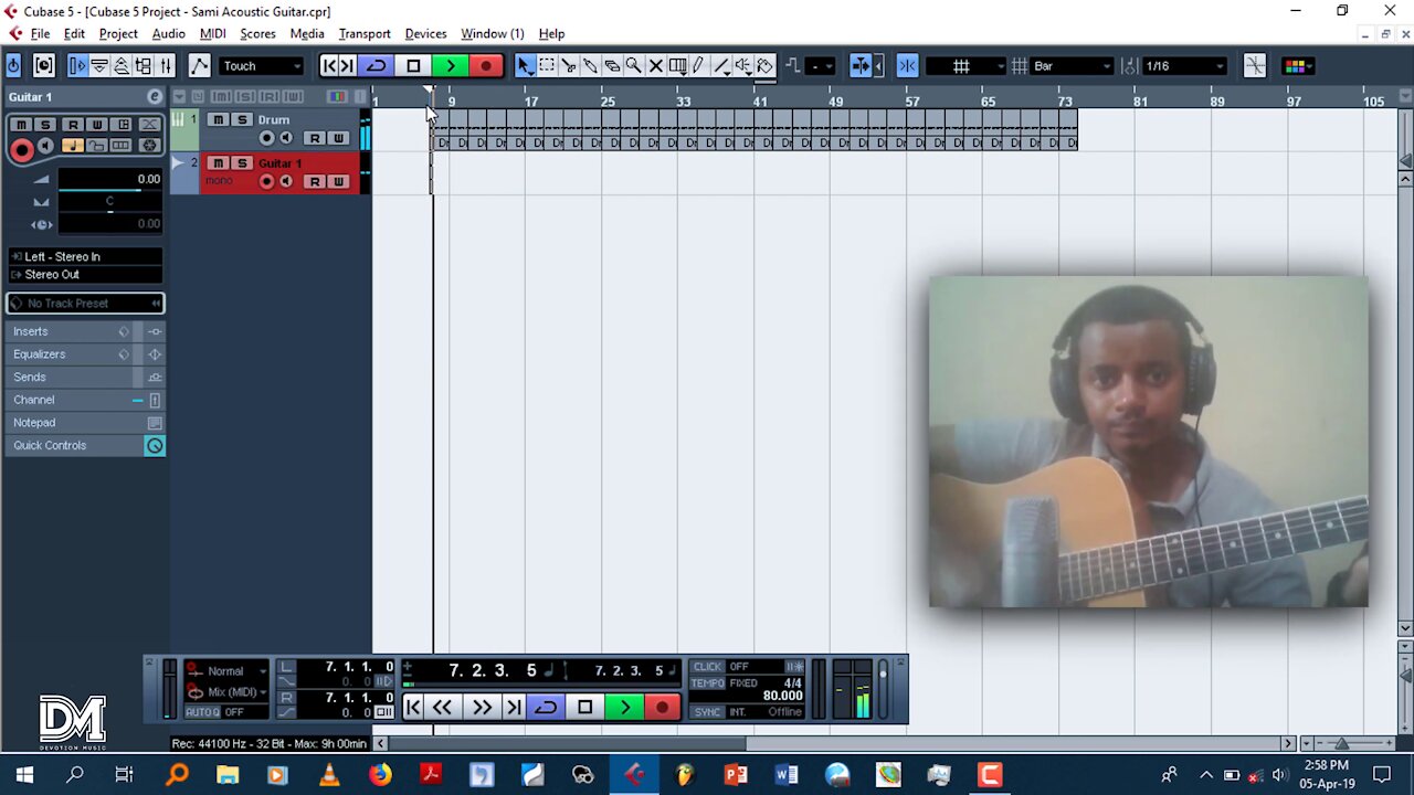 Cubase 5 Tutorial --- How to Record Vocal and Instruments (Acoustic Guitar) --- [Amharic_አማርኛ]