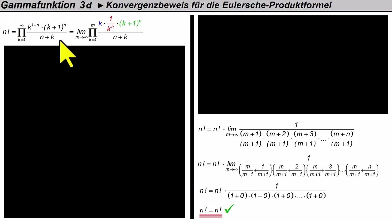 Hausaufgabe höhere Analysis ► Beweise die Konvergenz der Eulerschen Produktformel für n! (Gamma)