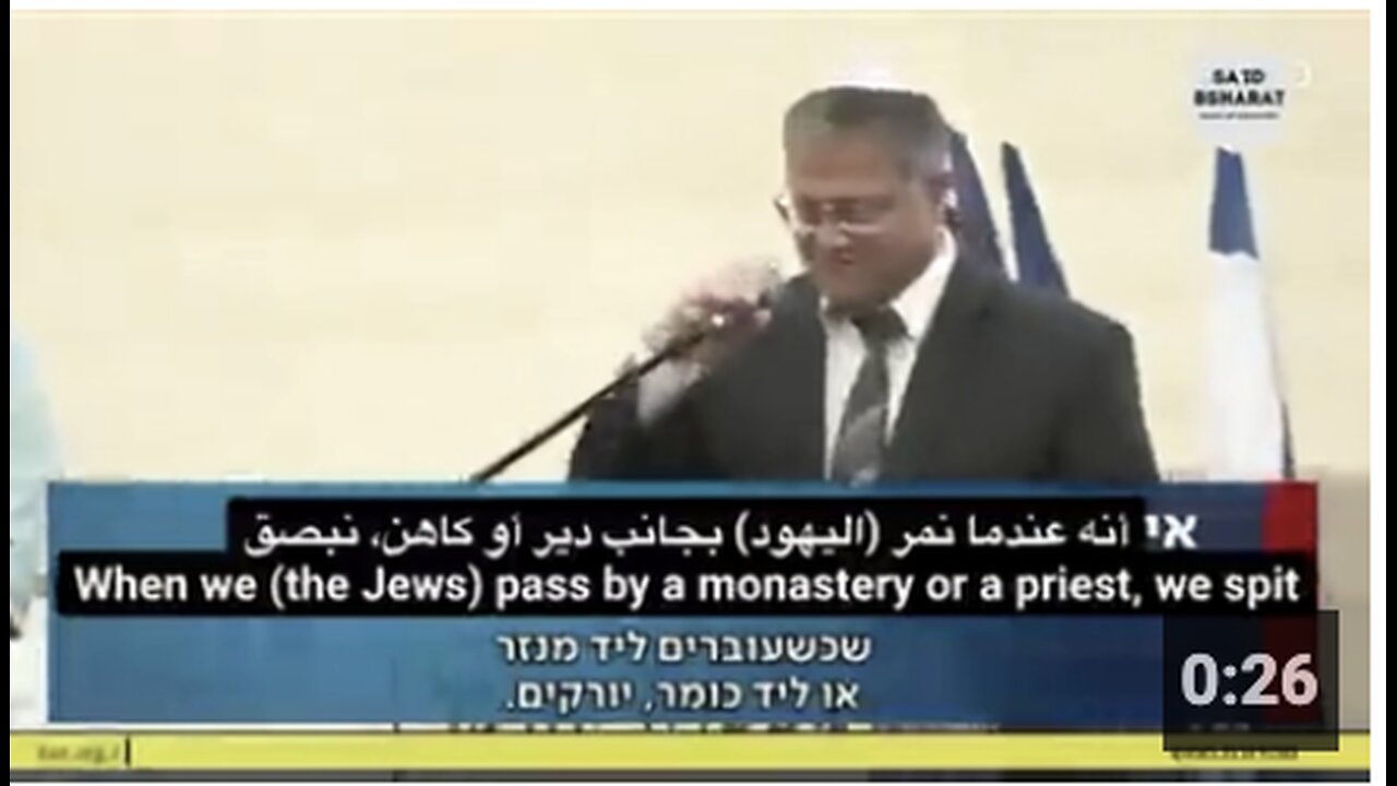 Israeli Minister justifying Israelis spitting at Christians as a 'long Jewish tradition'.