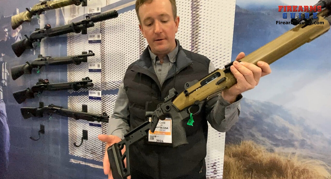 Beretta 1301 Tactical Mod.2 FDE Shotgun with Folding Stock & Suppressor - SHOT Show 2024