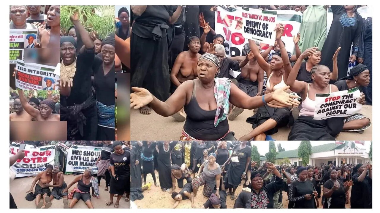 Nasarawa Women Strip Naked To Protest,Hurl Curses At Alleged Electoral Fraudsters