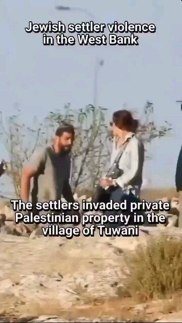 Israeli settler elbows a lady in the head, tackles her to the floor and steals her ID and phone.