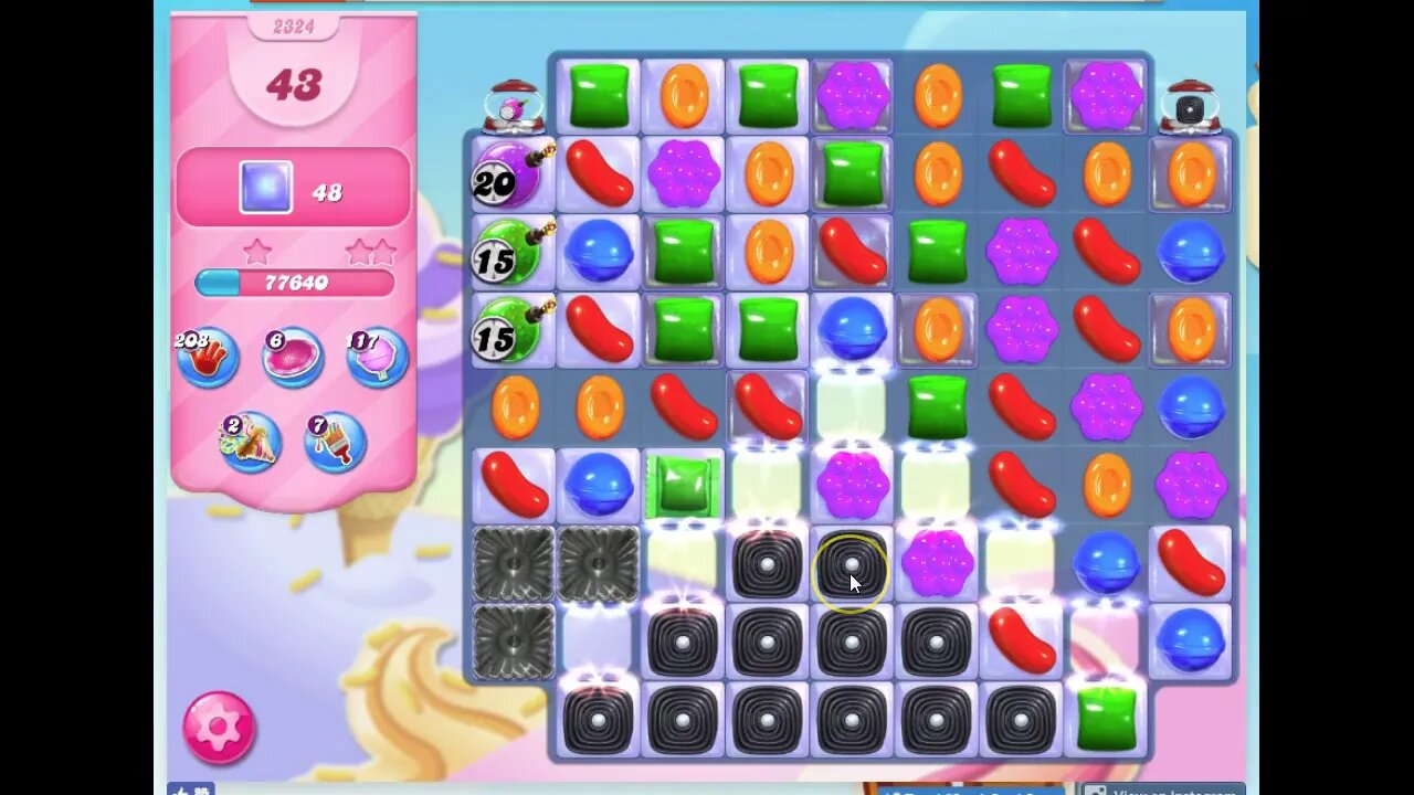 Candy Crush Level 2324 Audio Talkthrough, 2 Stars 0 Boosters