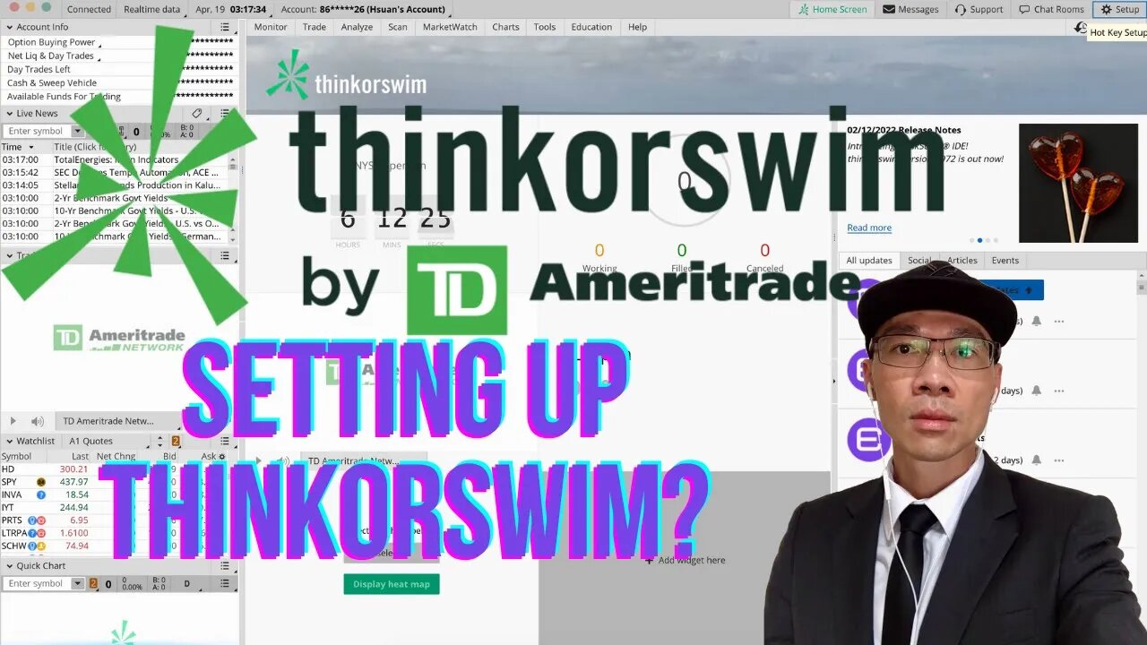 TD Thinkorswim Tutorial 2022 - Watchlist, Remove Gadgets, Chart Setup & Studies (For Beginners) 🗒️