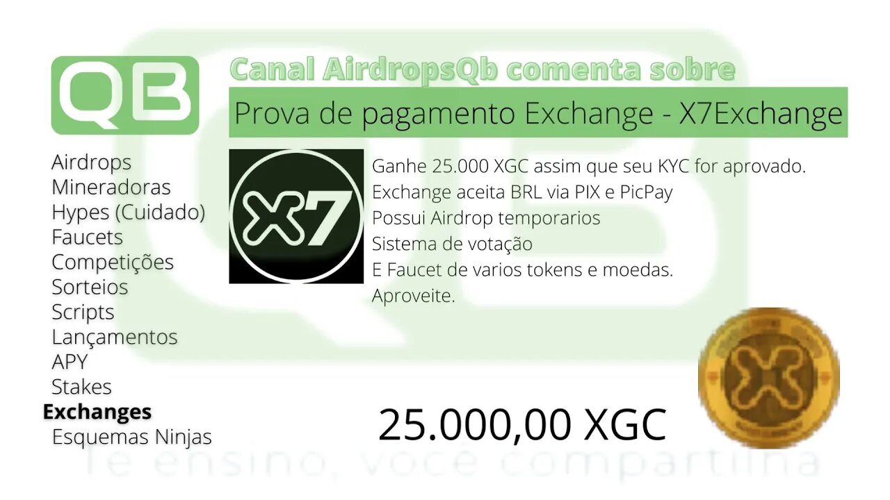 Prova de pagamento da X7 Excahnge - 25.000 XGC