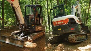 Mongo tilt bucket on bobcat e42 mini excavator-final grading with laser level