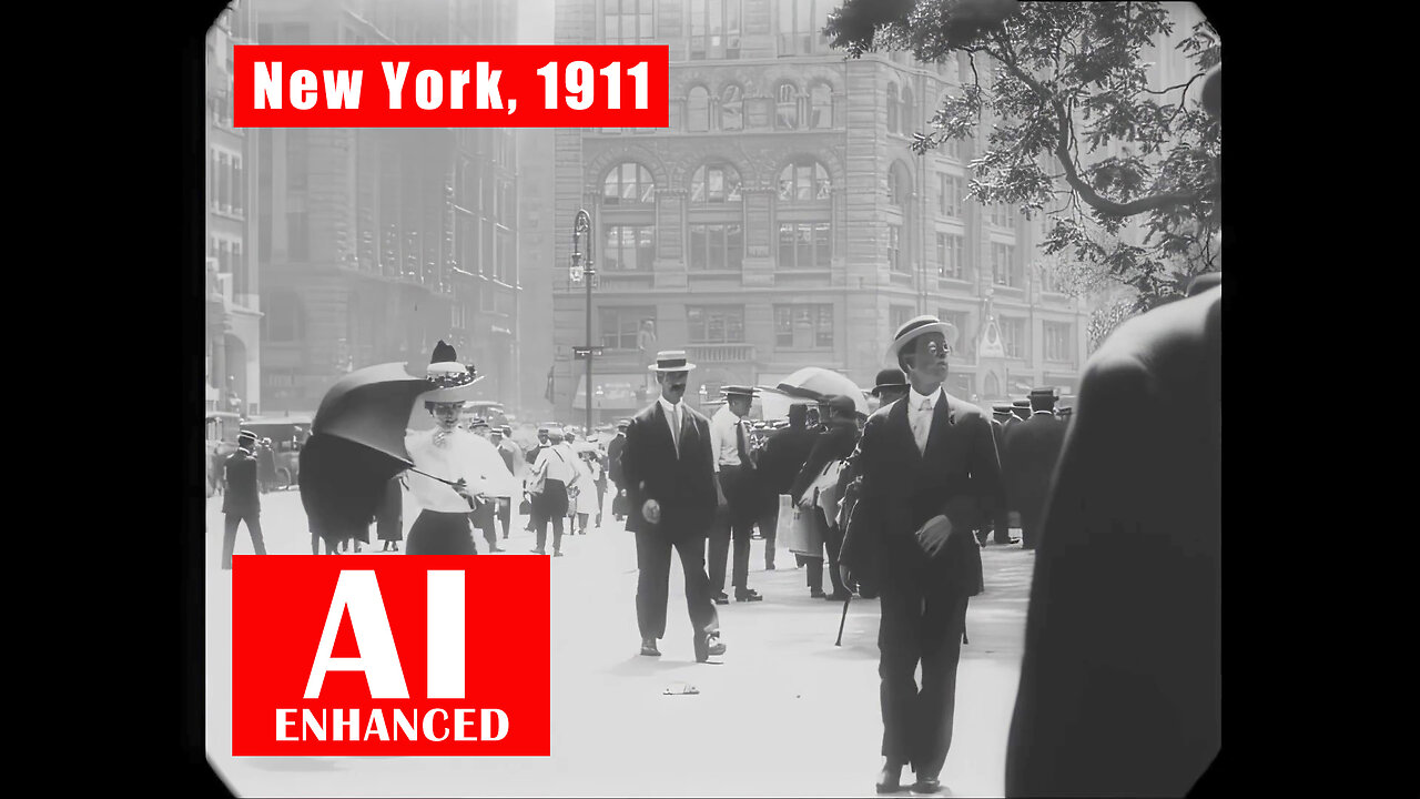 New York, 1911. AI Enhanced. BW. Details Recovered, Sound, HD