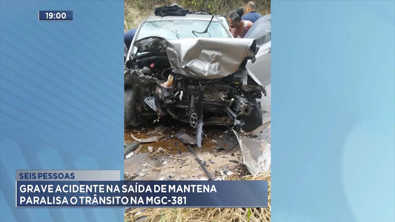 Seis Pessoas: Grave Acidente na Saída de Mantena Paralisa o Trânsito na MGC-381.