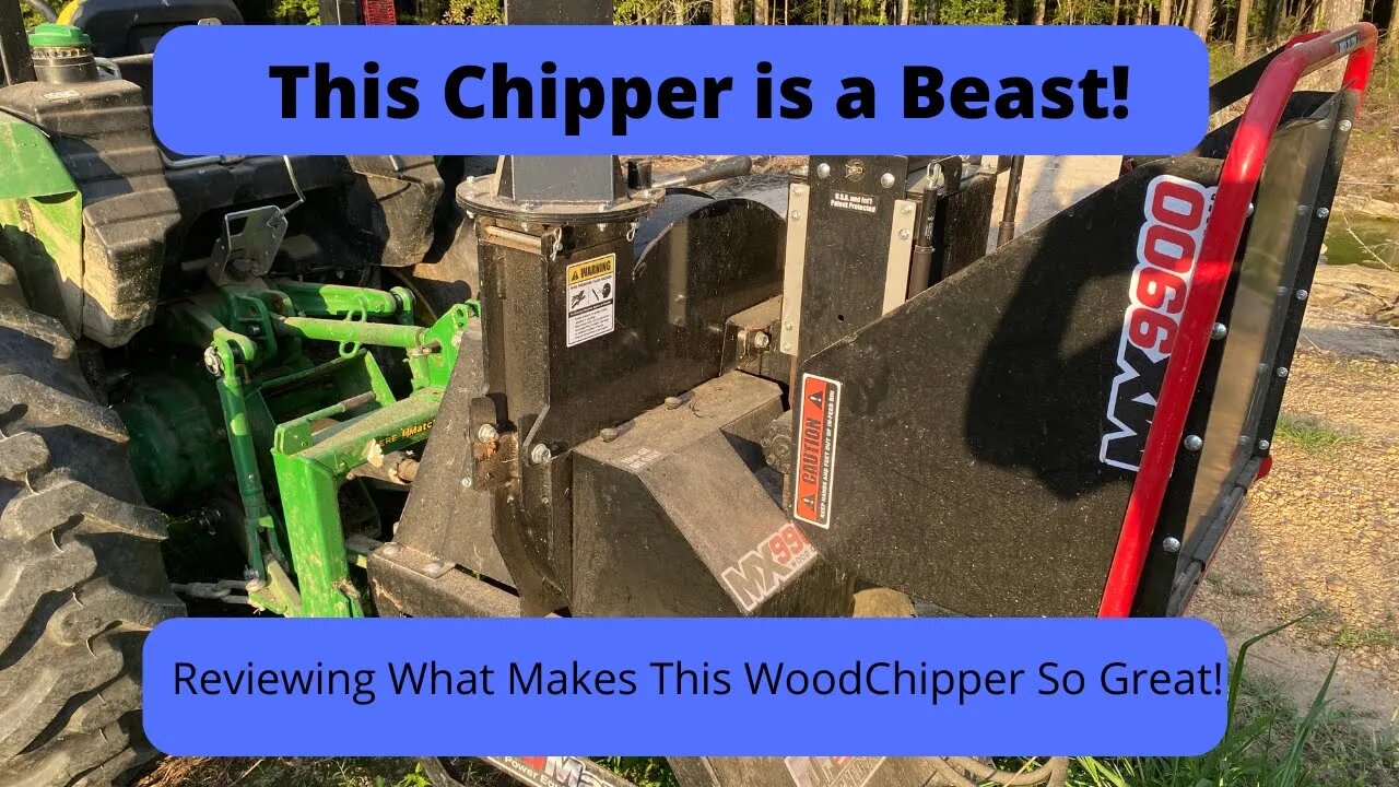 New Wood Chipper Review: The Woodmaxx MX-9900 PTO Powered Wood Chipper on John Deere 4044M Tractor