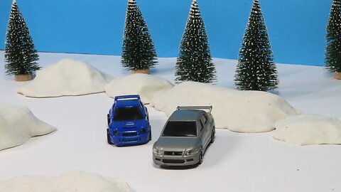 Evo vs Impreza Snow Battle