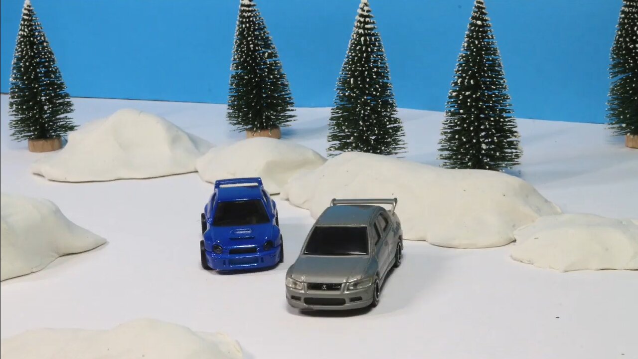 Evo vs Impreza Snow Battle