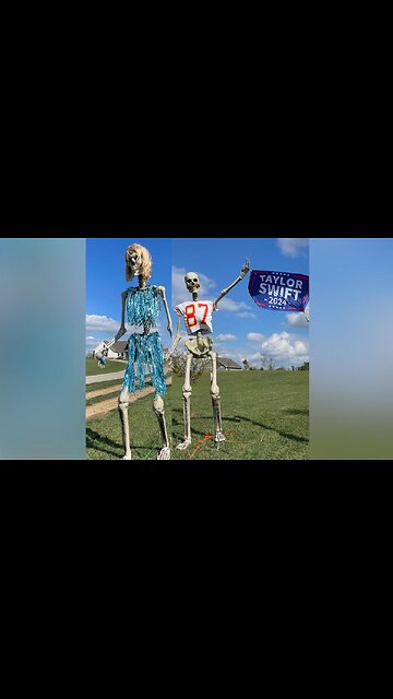 Giant Taylor Swift and Travis Kelce skeletons adorn Indiana yard