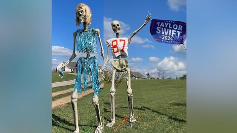 Giant Taylor Swift and Travis Kelce skeletons adorn Indiana yard