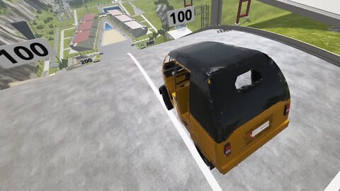 Auto Rickshaw (Tuk-Tuk) Long Jump Test | Crash Cars Games 2022 | What if