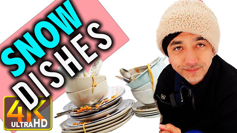 How to Clean Sticky Dishes in Snow (4k UHD)