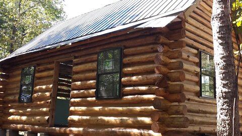 Off Grid Log Cabin Build #25a Wrap Around Porch