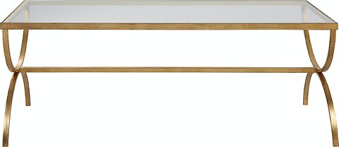Uttermost Henzler Mirrored Glass Coffee Table, Gold Leaf Finish
