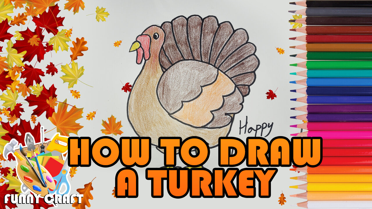 How to draw a Cartoon Turkey | Как рисовать Мультяшную Индейку