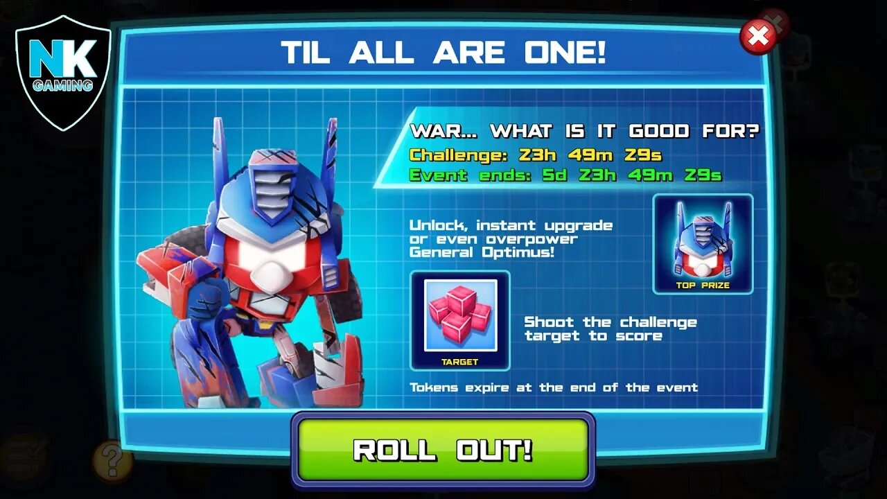 Angry Birds Transformers 2.0 - Til All Are One! - Day 1 - Preview Of Max Level General Optimus