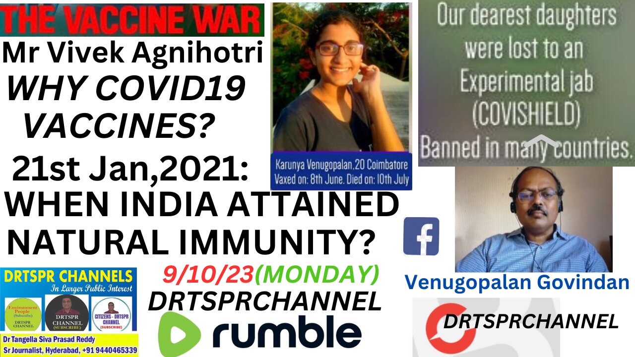 Mr Vivek Agnihotri-WHY COVID19 VACCINES?21st Jan,2021 INDIA ATTAINED NATURAL IMMUNITY?