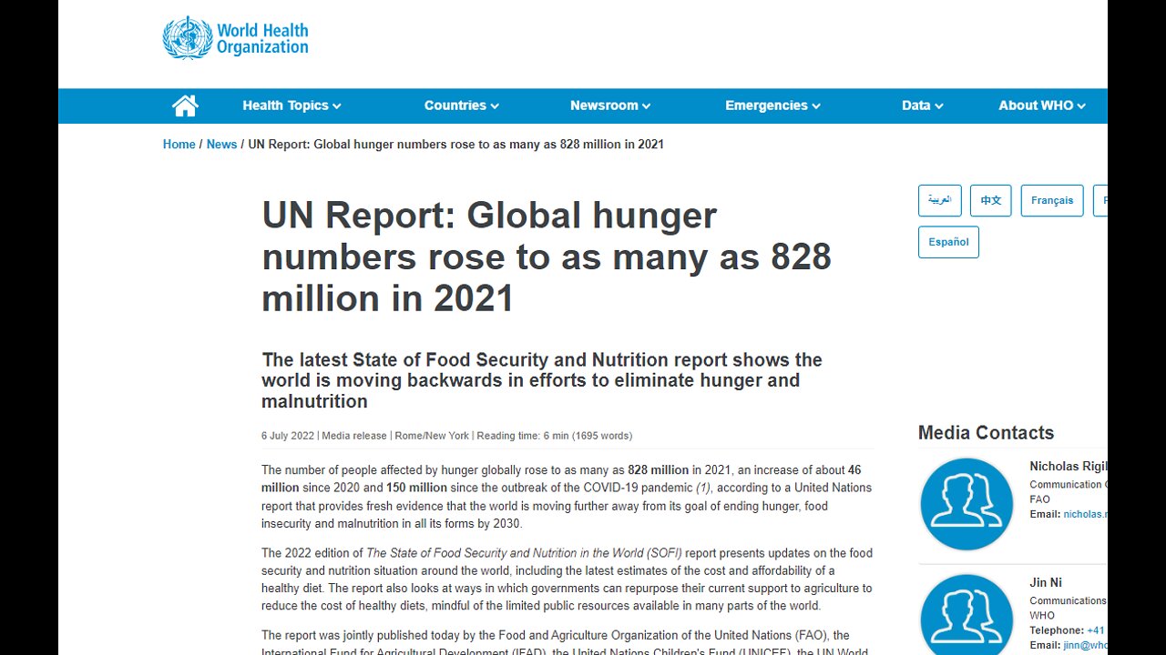 UN Deletes Article Praising "Benefits of World Hunger"