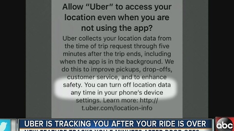 Uber can track you after your ride is over