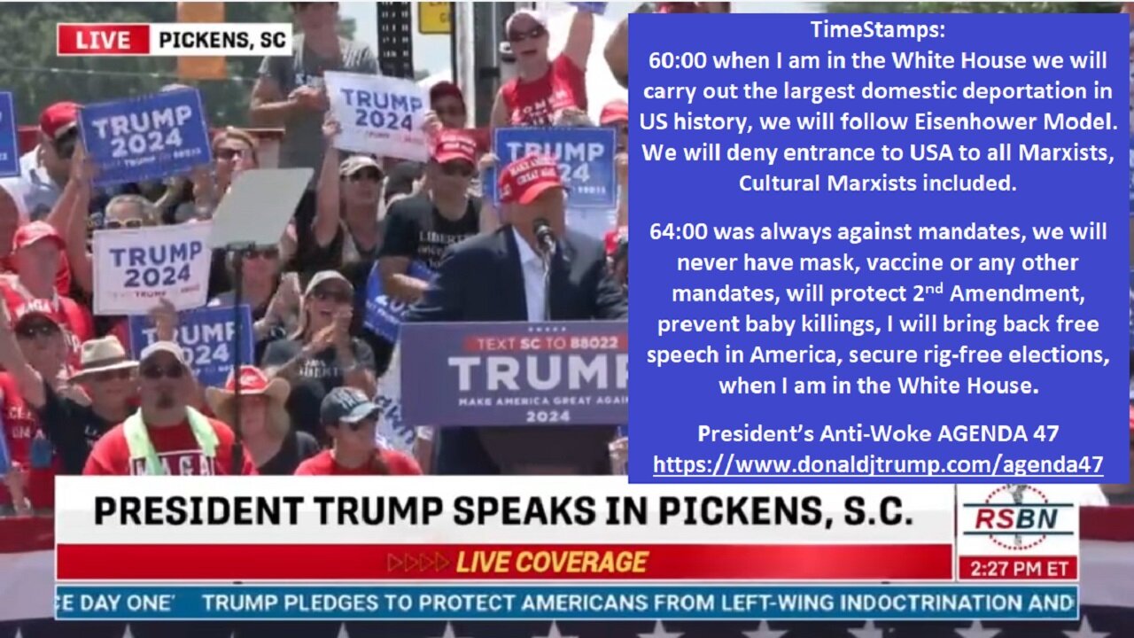 President Trump: I will carry out the largest domestic deportation in US history Pickens SC 7.1.2023