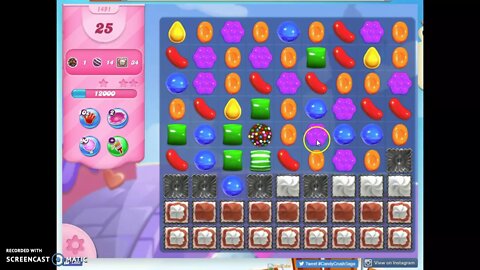 Candy Crush Level 1491 Audio Talkthrough, 2 Stars 0 Boosters