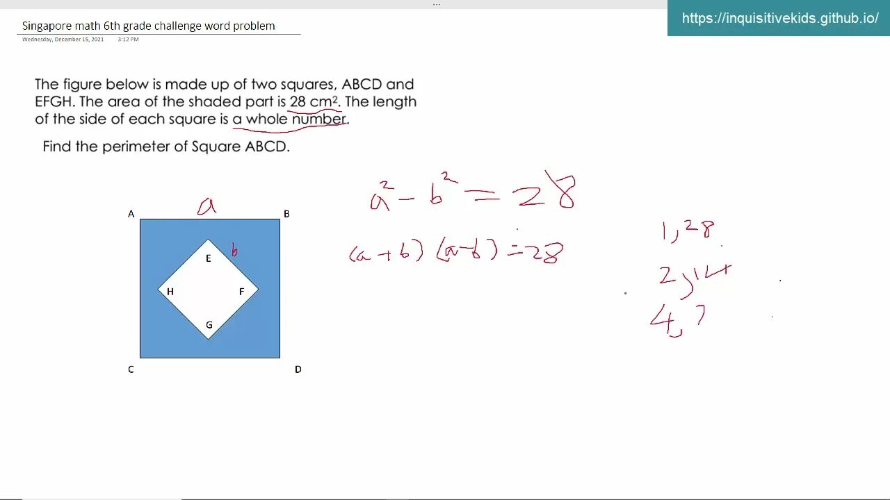 Singapore math 6th grade challenge word problem