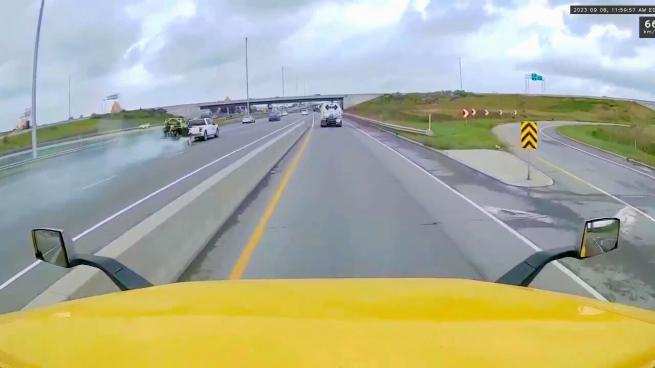 Boat Falls Off Truck