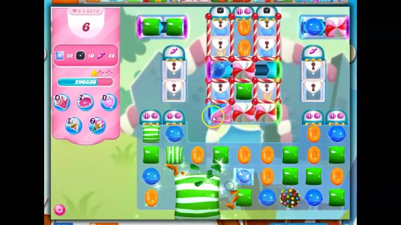 Candy Crush Level 6212 Talkthrough, 23 Moves 0 Boosters