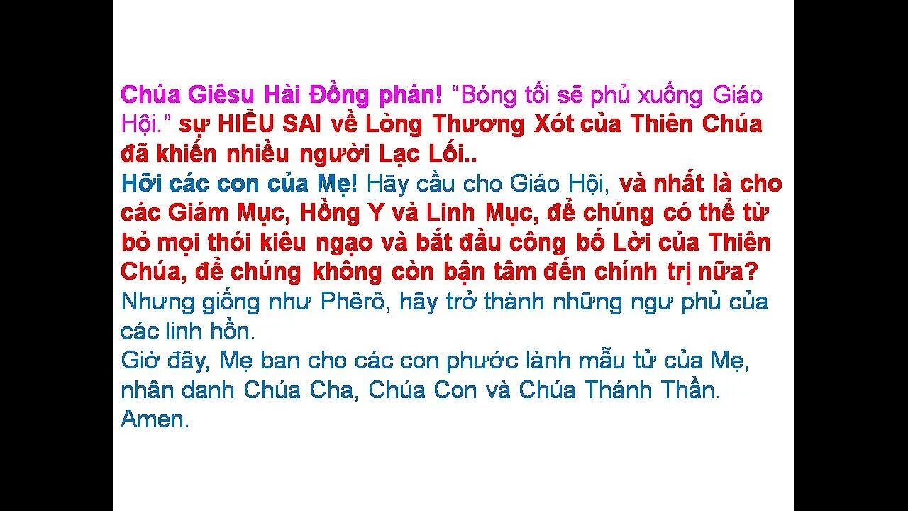 Ta phải cho phép một Bài Kiểm Tra Vĩ Đại trong Năm Nay. Hãy cầu nguyện cho các GM, HY và Linh Mục..