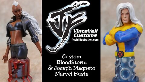 Custom Blood Storm & Joseph Magneto Marvel Bust Statue