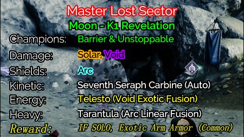 Destiny 2 Master Lost Sector: The Moon - K1 Revelation 1-11-22