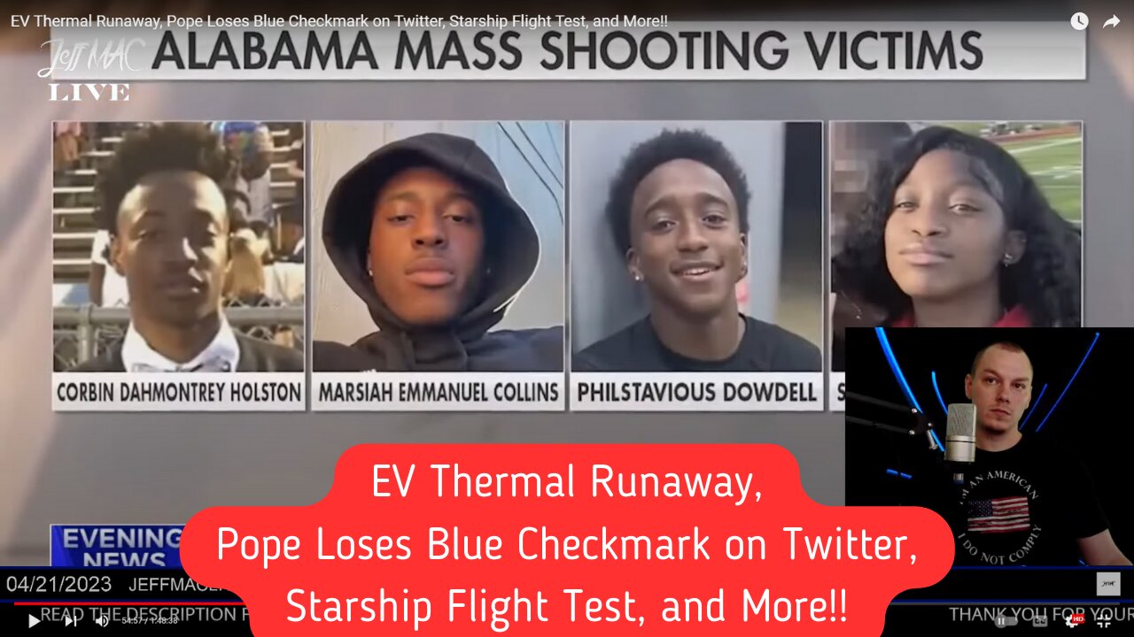 EV Thermal Runaway, Pope Loses Blue Checkmark on Twitter, Starship Flight Test, and More!!