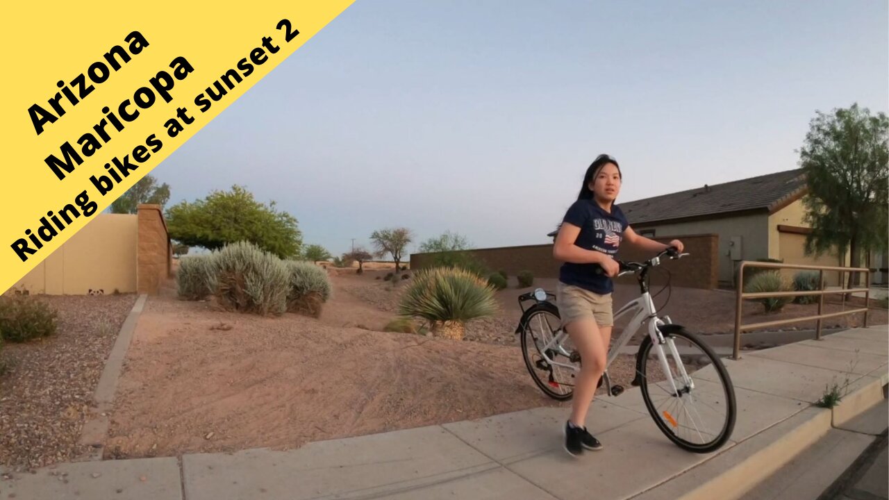 Arizona Maricopa Riding bikes at sunset with Sofia 2